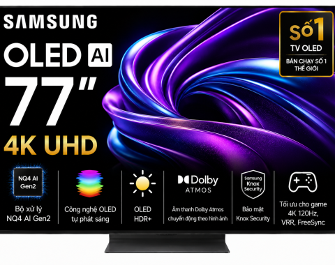 Smart Tivi OLED Samsung AI 4K 77 inch QA77S85F