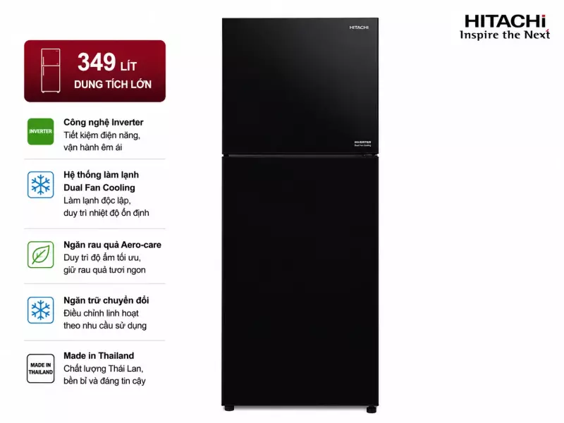 Tủ lạnh Hitachi Inverter 349 lít R-FVY480PGV0 GBK