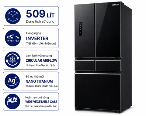 Tủ lạnh Hitachi Inverter 509 lít R-FW650PGV8 GBK