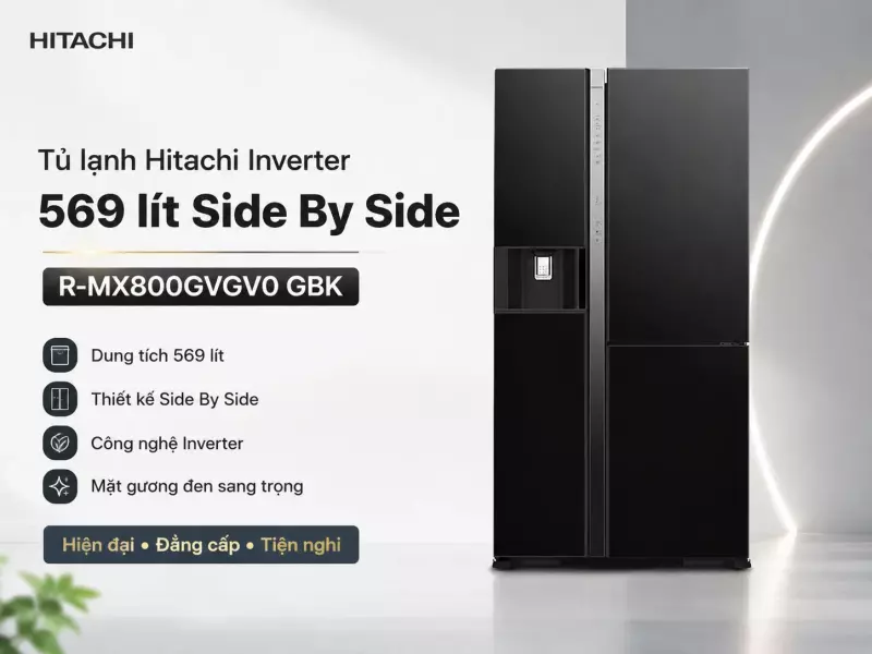 Tủ lạnh Hitachi Inverter 569 lít R-MX800GVGV0 GBK