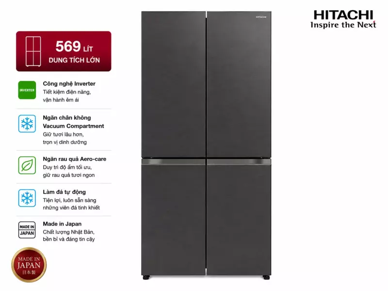 Tủ lạnh Hitachi Inverter 569 lít R-WB640PGV1 GCK