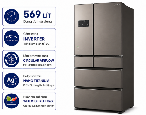 Tủ lạnh Hitachi Inverter 569 lít R-WB640PGV1 GMG
