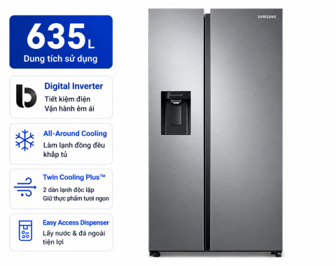 Tủ lạnh Samsung Inverter 635 lít RS64R53012C/SV