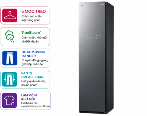 Tủ chăm sóc quần áo thông minh 5 móc LG Styler màu gương kính S5MB