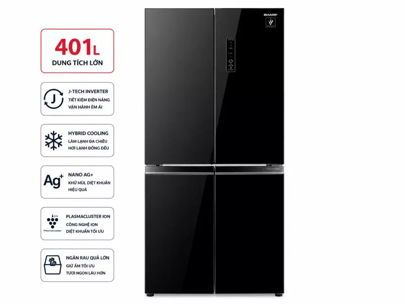 Tủ lạnh Sharp Inverter 401 lít SJ-FXP480VG-BK