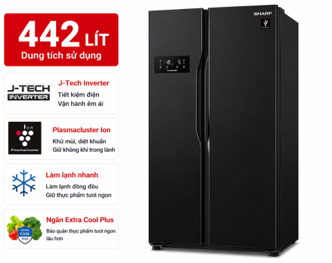 Tủ lạnh Sharp Inverter 442 lít Side By Side SJ-SBX440VG-BK
