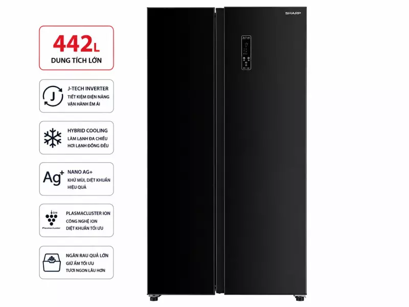 Tủ lạnh Sharp Inverter 442 lít Side By Side SJ-SBX440VG-BK