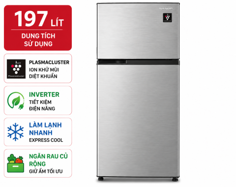 Tủ lạnh Sharp Inverter 197 lít SJ-X215V-SL