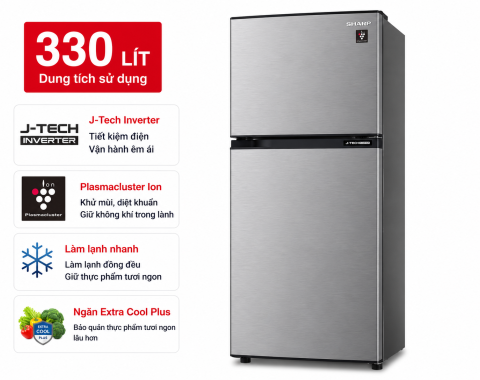 Tủ lạnh Sharp Inverter 330 lít SJ-XP352AE-SL