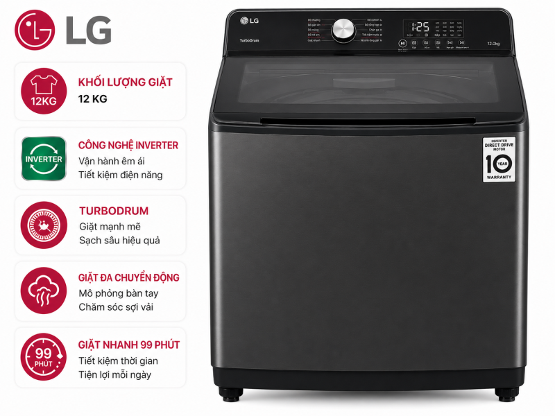 Máy giặt LG TurboDrum Inverter 12 kg T2512VBTB