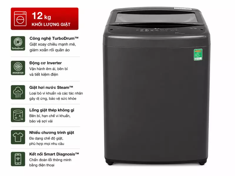 Máy giặt LG TurboDrum Inverter 12 kg T2512VBTB