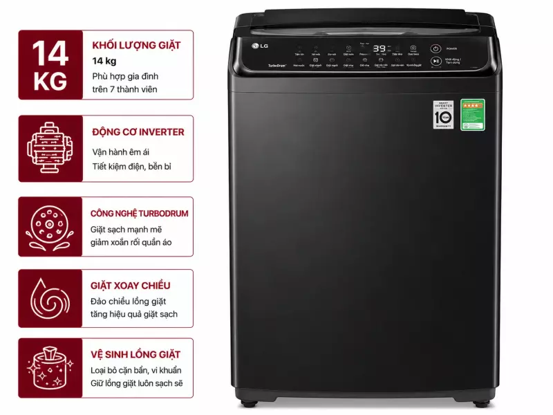 Máy giặt LG TurboDrum Inverter 14 kg T2514VBTB
