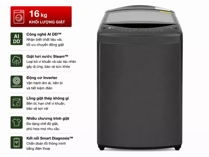 Máy giặt LG Inverter 16 kg TV2516DV3B