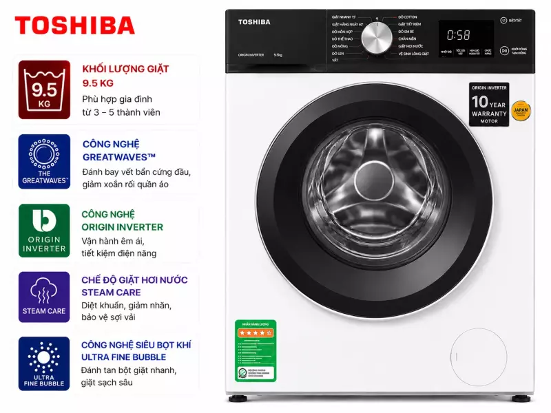 Máy giặt Toshiba Inverter 9.5 kg TW-T23BU105UWV(MG)