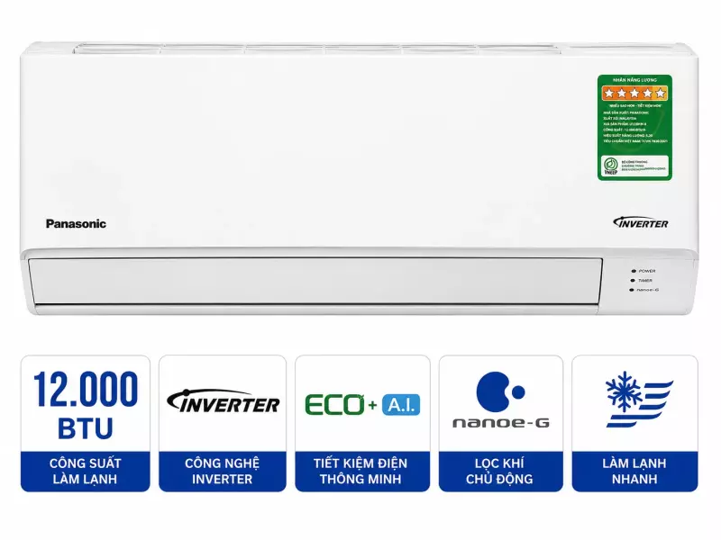 Điều hòa Panasonic 12000BTU 1 chiều inverter U12BKH-8