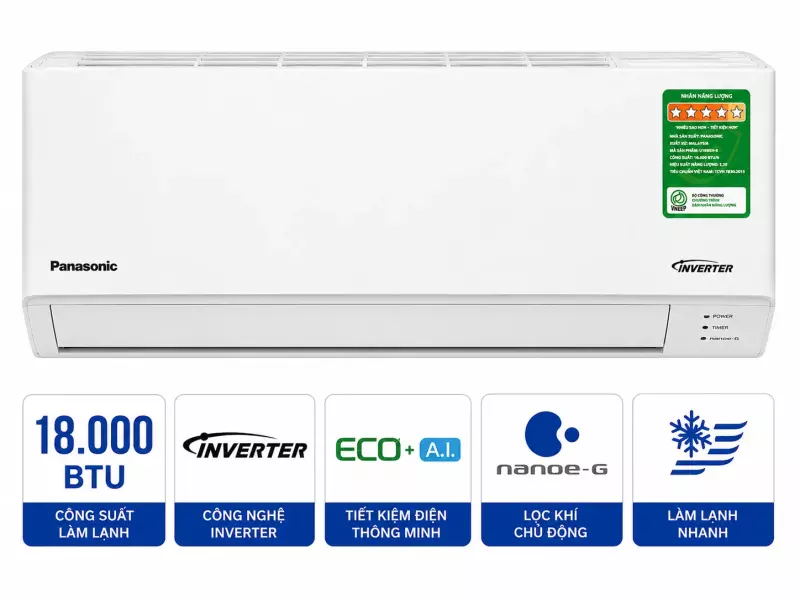 Điều hòa Panasonic 18000BTU 1 chiều inverter U18BKH-8