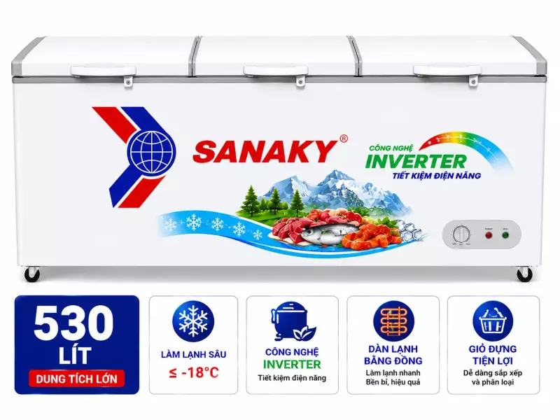 Tủ đông Sanaky Inverter 530 lít VH-6699HY3