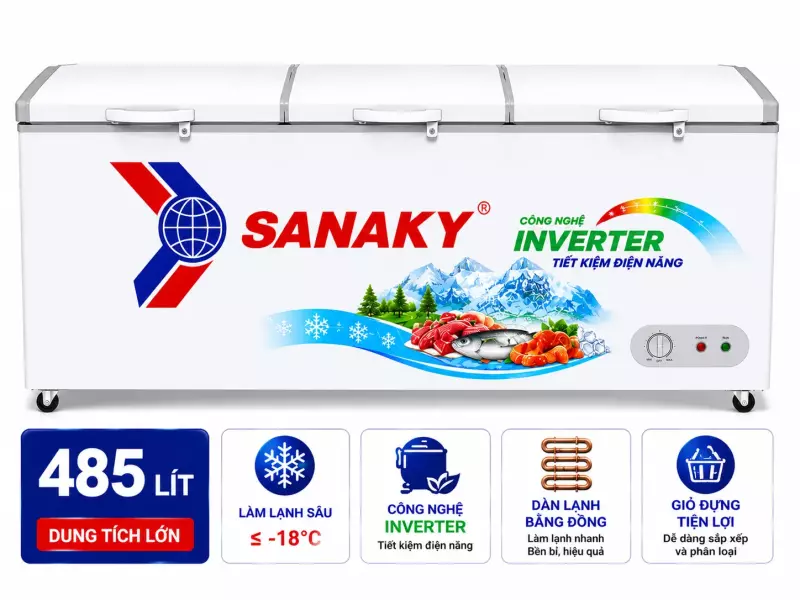 Tủ đông Sanaky Inverter 485 lít VH-6699W3