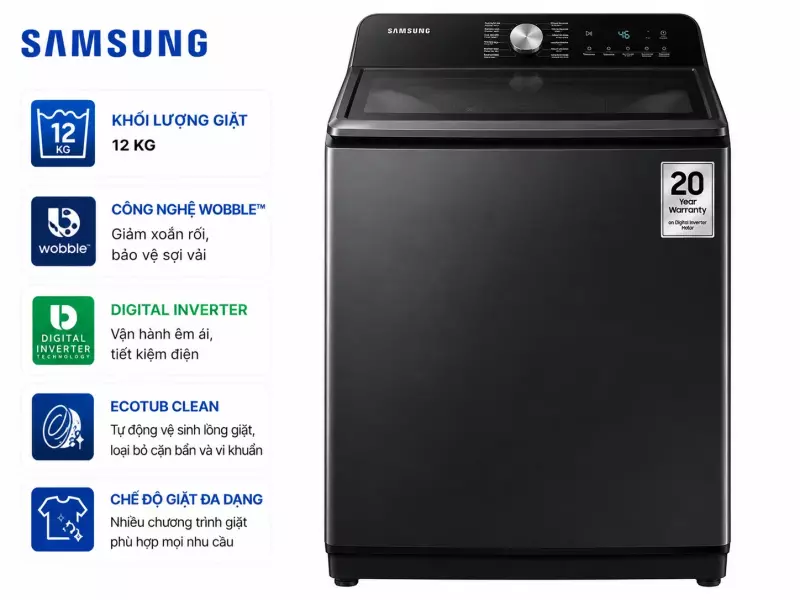 Máy giặt Samsung Inverter 12 kg WA12CG5745BVSV