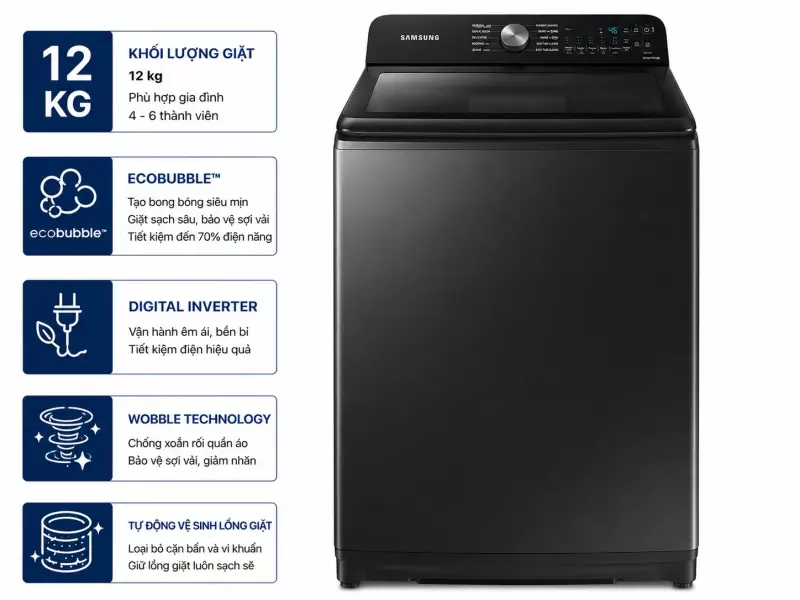 Máy giặt Samsung Inverter 12 kg WA12CG5886BVSV