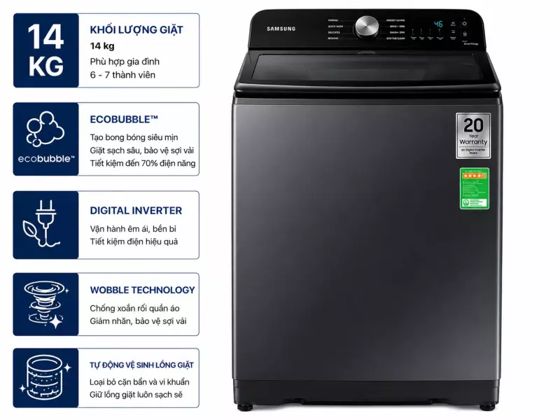 Máy giặt Samsung Inverter 14 kg WA14CG5745BVSV