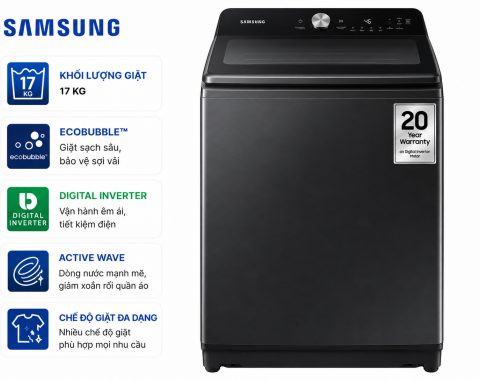 Máy giặt Samsung Ecobubble Inverter 17 kg WA17CG6442BDSV