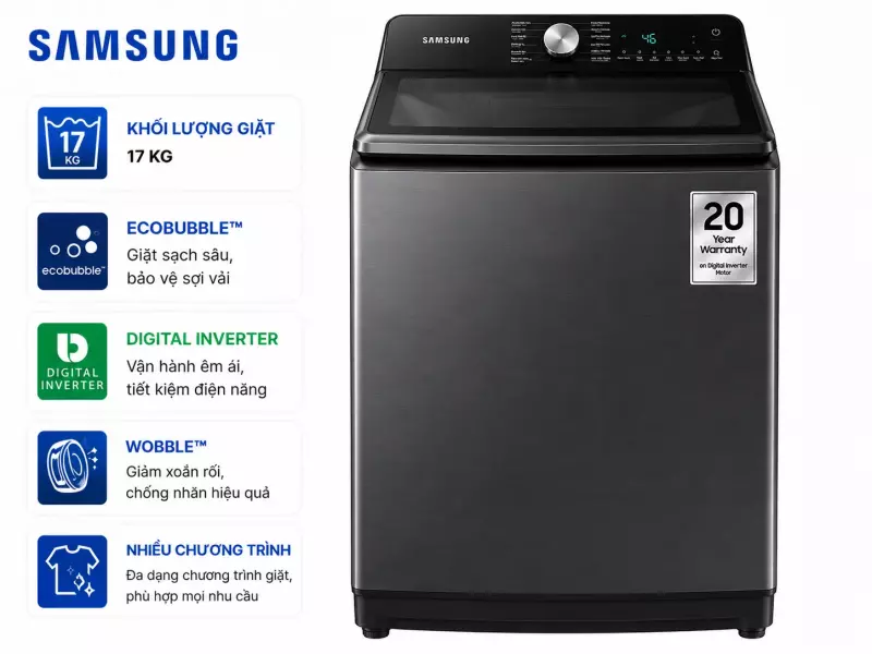 Máy giặt Samsung Inverter 17 kg WA17CG6886BVSV