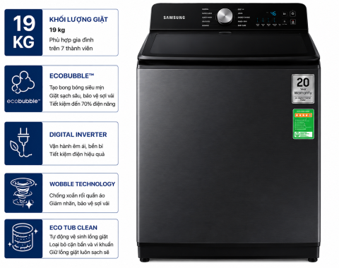 Máy giặt Samsung Inverter 19 kg WA80F19B9BSV