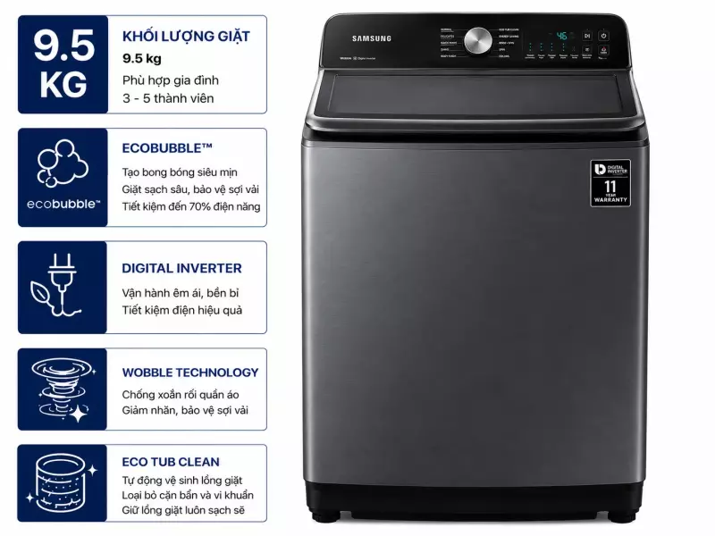 Máy giặt Samsung Inverter 9.5 kg WA95CG4545BDSV