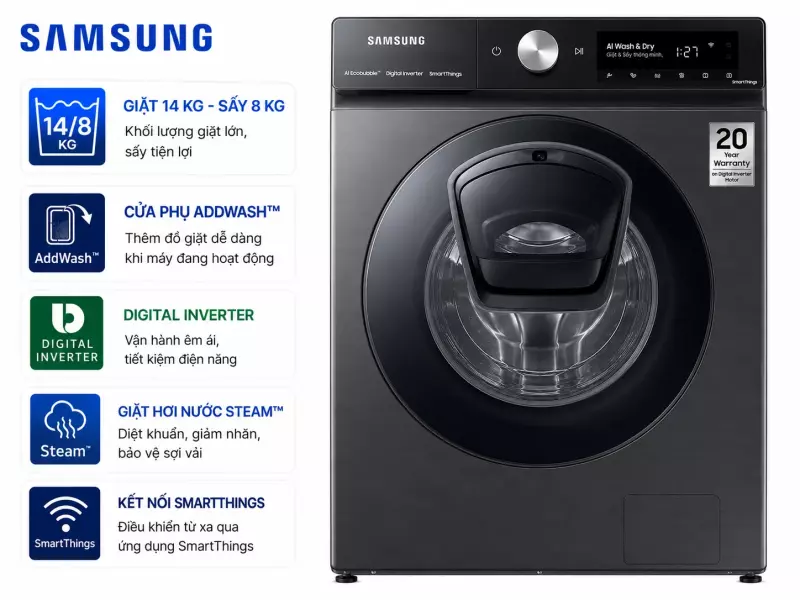 Máy giặt sấy Samsung Inverter 14 kg WD14BB944DGMSV
