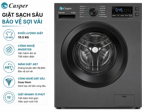 Máy giặt Casper Inverter 10.5 kg WF-105VG5