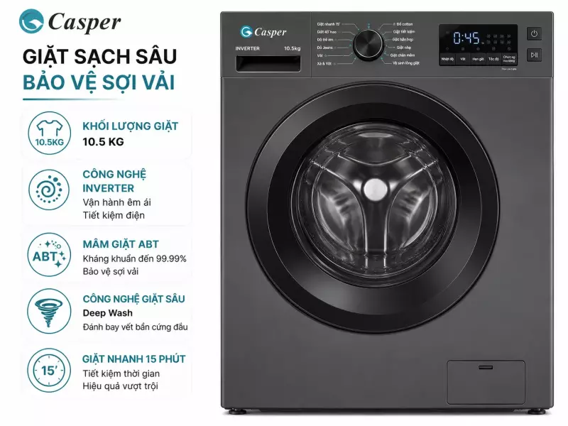 Máy giặt Casper Inverter 10.5 kg WF-105VG5