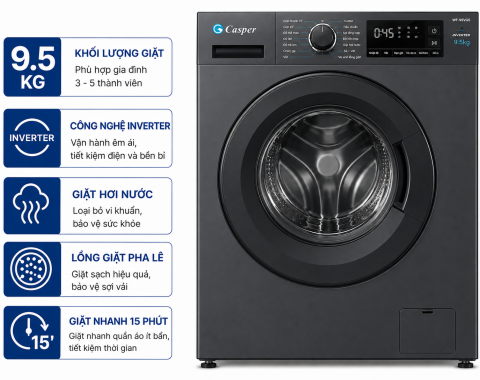 Máy giặt Casper Inverter 9.5 kg WF-95VG5
