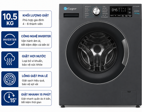 Máy giặt Casper Inverter 10.5 kg WF-D105VGR1