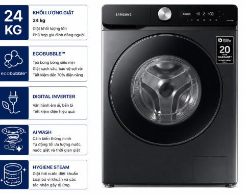 Máy giặt Samsung Invertet 24 kg WF24B9600KV/SV