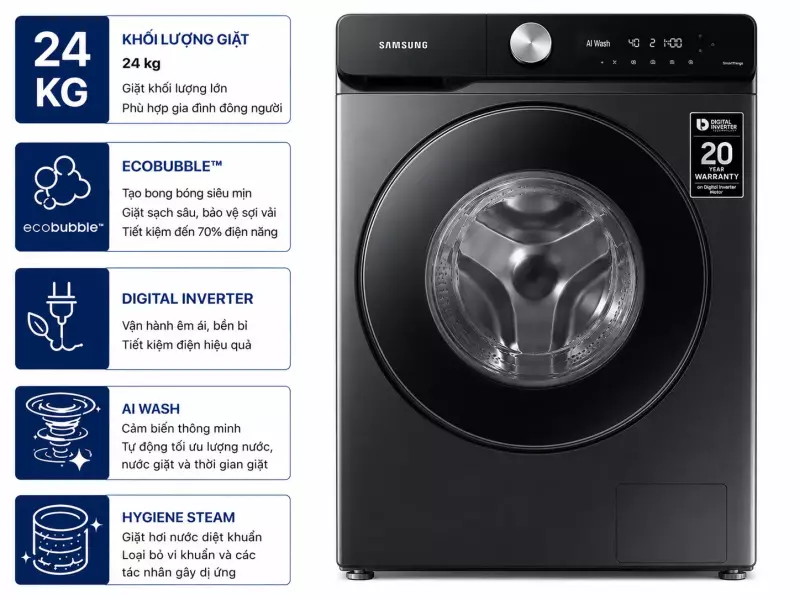 Máy giặt Samsung Invertet 24 kg WF24B9600KV/SV