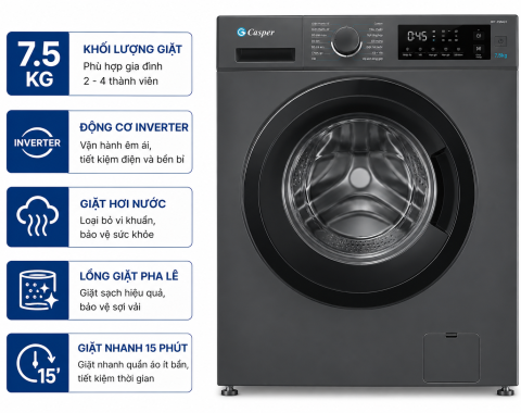 Máy giặt Casper 7.5 kg WT-75NG1