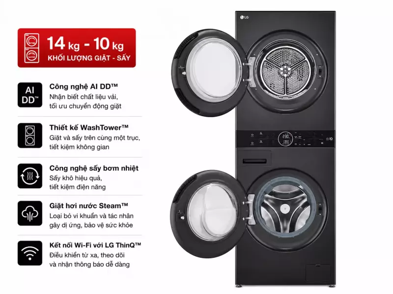 Máy giặt sấy LG Inverter 14 kg WT1410NHB