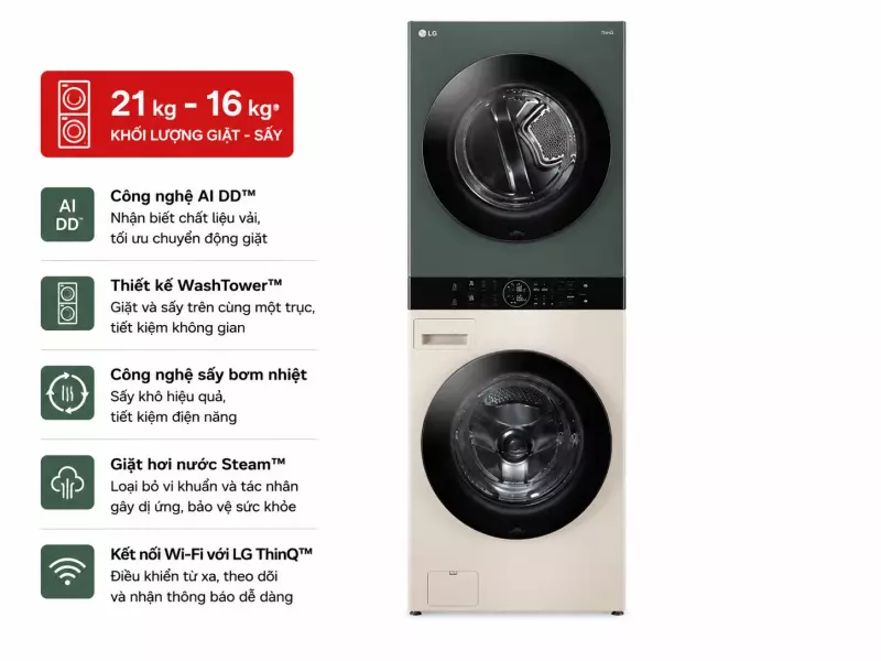 Máy giặt sấy LG Inverter 21 kg WT2116SHEG