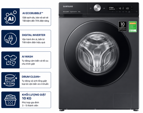 Máy giặt Samsung AI EcoBubble Inverter 10 kg WW10DG6U34LESV
