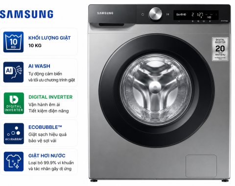 Máy giặt Samsung AI Inverter 10kg WW10T634DLX/SV