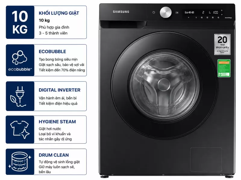 Máy giặt Samsung Inverter 10 kg WW10TP44DSB/SV