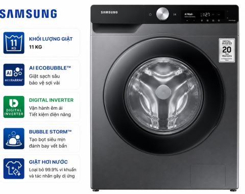 Máy giặt Samsung AI Ecobubble Inverter 11 kg WW11CGP44DSHSV