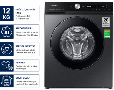 Máy giặt Samsung AI Ecobubble+ Inverter 12 kg WW12CGP44DSHSV