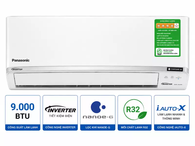 Điều hòa Panasonic 9000BTU 1 chiều inverter cao cấp XU9BKH-8