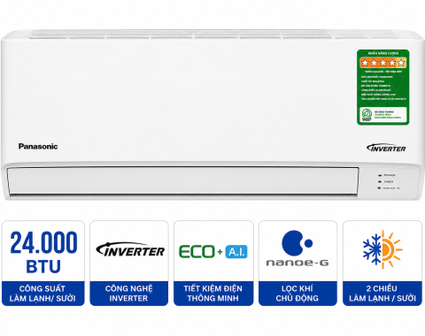 Điều hòa Panasonic 2 chiều 24.000BTU inverter YZ24BKH-8