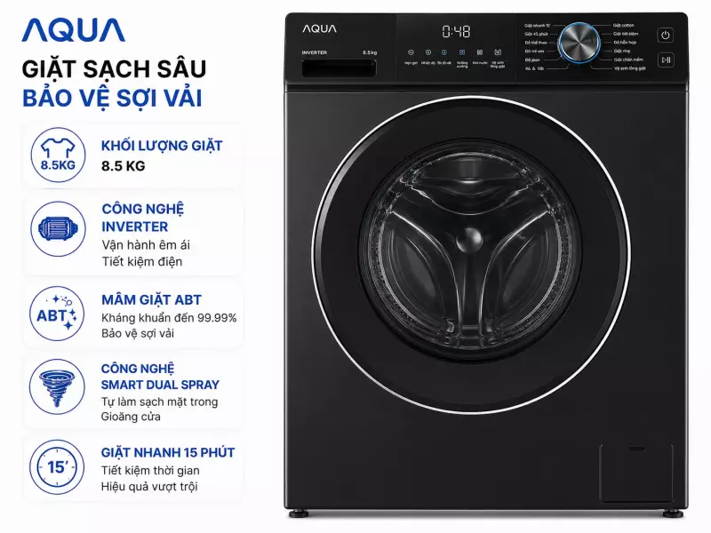 Máy giặt Aqua Inverter 8.5 kg AQD-A852J BK