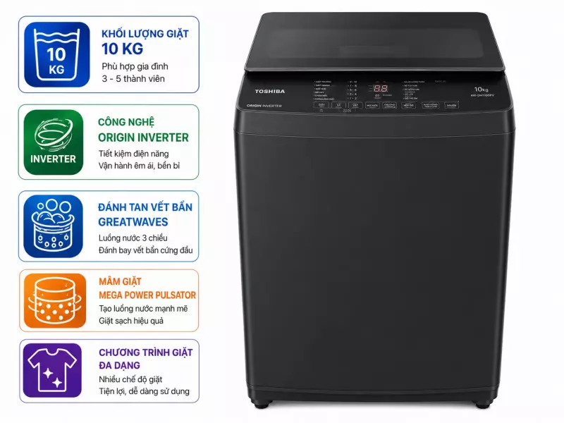 Máy giặt Toshiba Inverter 10 kg AW-DM1100PV(KK)
