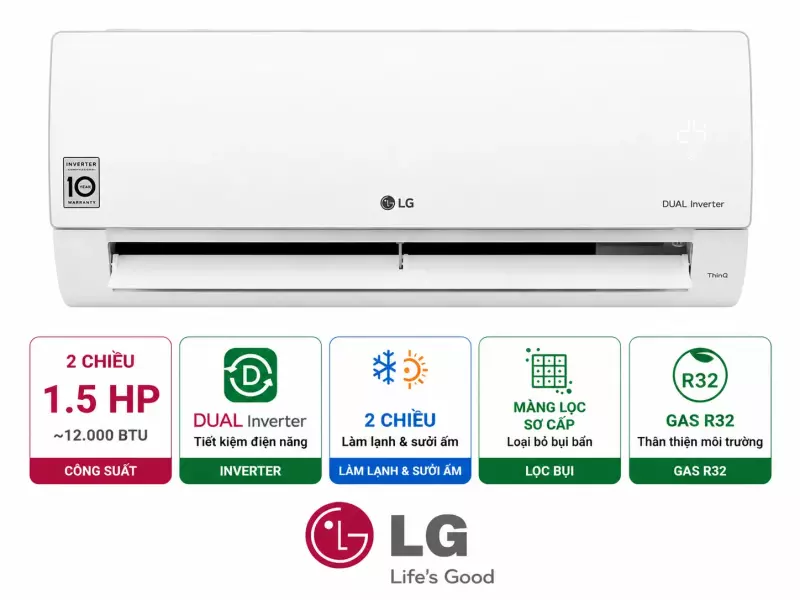 Máy lạnh 2 chiều LG Inverter 1.5 HP B13END1