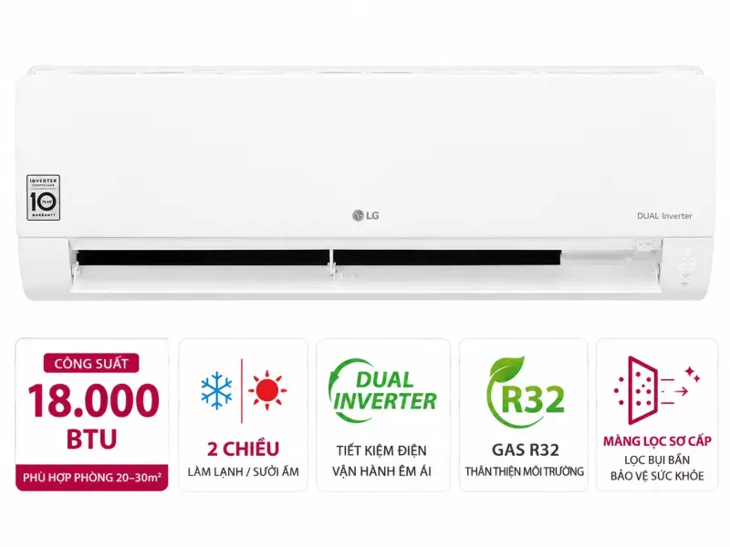 Điều hòa LG 2 chiều 18.000BTU inverter B18END